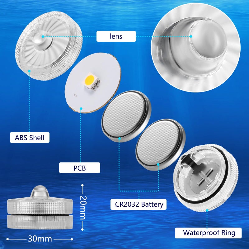 HL Submersible LED Light,Red Small LED Light,100 Hours Waterproof Flameless Led Lights Battery Powered for Wedding Home Vase Festival Party Decoration 24pcs (Built-in 48 Batteries) - Image 5